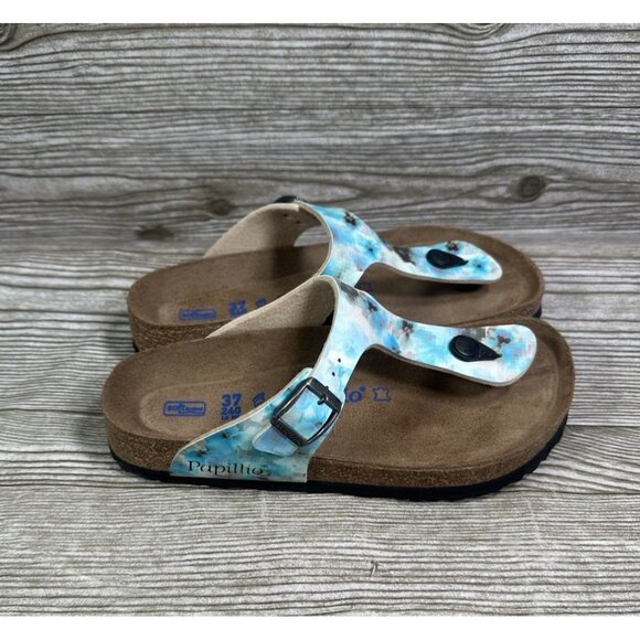 Birkenstock Papillio Florida Blue Pixel Women’s Sandals Soft Bed Size 37 - Picture 2 of 8
